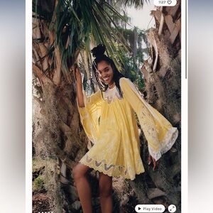 Free People FP x House of Aama Marimba Embroidered Cutwork Mini Dress XL